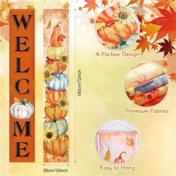 Porch Sign Banners & Door Decorations Yard Indoor Outdoor for Fall- Thanksgiving - Picture 2 of 7
